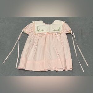 Pink Baby Dress with Embroidered Collar